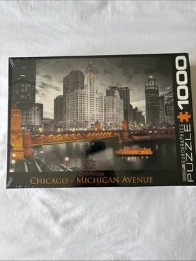 Eurographics 1000-Piece Puzzle - Chicago Michigan Avenue (Black, Gold, Orange)
